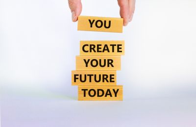 Image of building blocks spelling out "You Create Your Future Today"