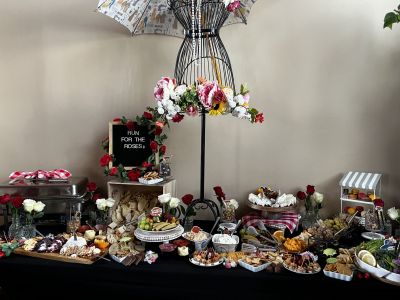 a decorative spread of various types of foods