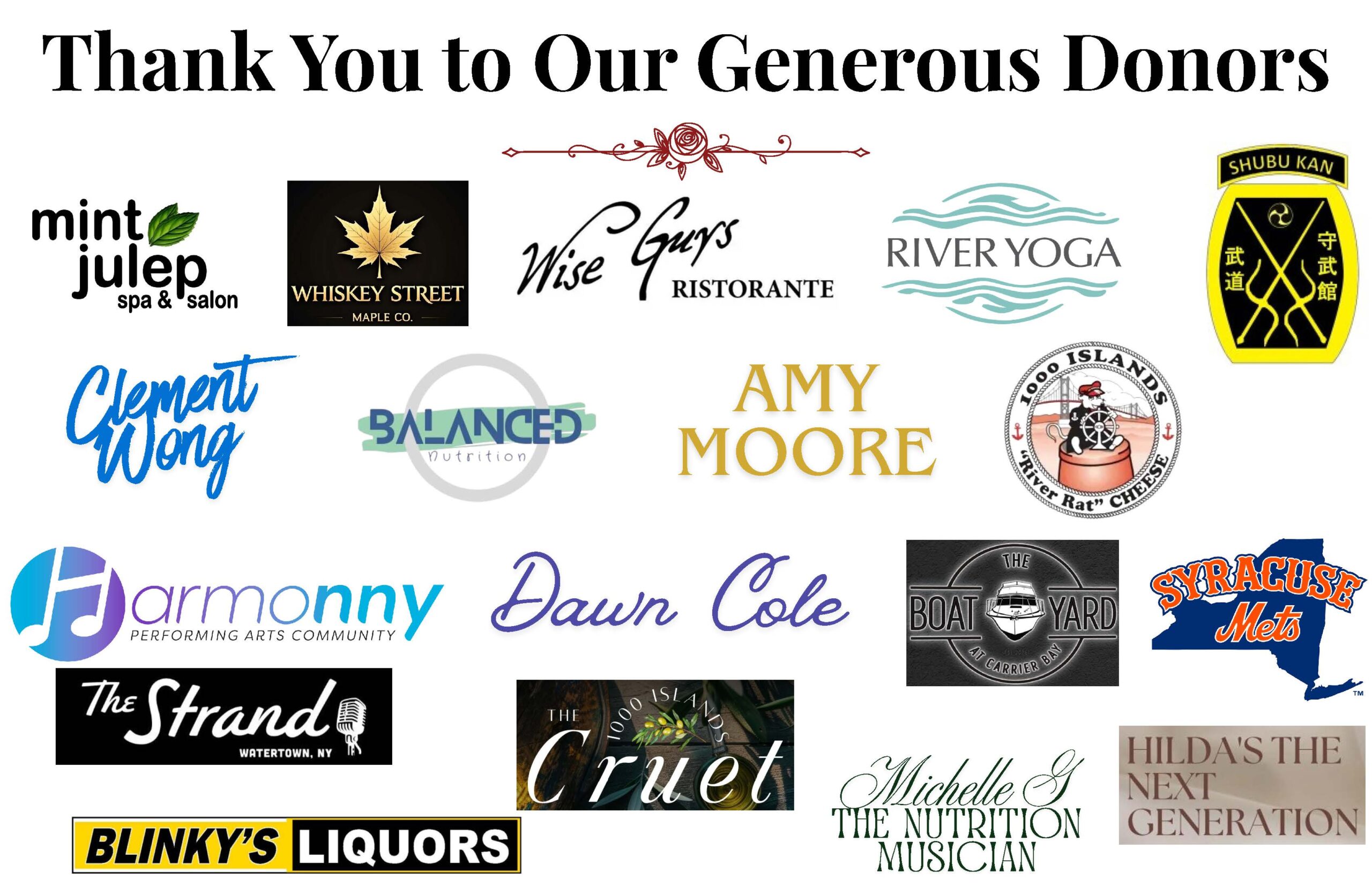 Logos of dozens of businesses that supported the event