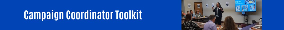 Campaign Coordinator Toolkit headline with photo of workplace campaign in action